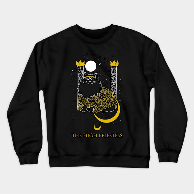 The High Priestess - Tarot Cats Crewneck Sweatshirt by Marlopoly